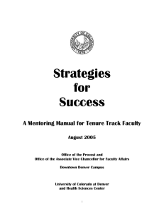 Strategies for Success A Mentoring Manual for Tenure Track Faculty