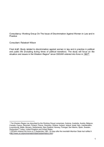 Consultancy: Working Group On The Issue of Discrimination Against Women... Practice Consultant: Rebekah Wilson