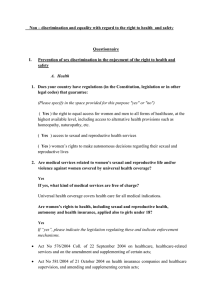 Non – discrimination and equality with regard to the right...  Questionnaire I.