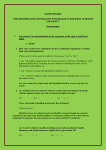 QUESTIONNAIRE “NON-DISCRIMINATION AND EQUALITY WITH REGARD TO THE RIGHT TO HEALTH Questionnaire