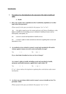 Questionnaire  I. Prevention of sex discrimination in the enjoyment of the right...