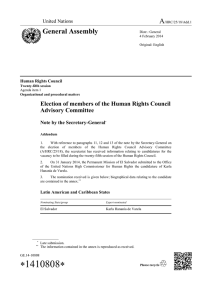 A General Assembly  Election of members of the Human Rights Council