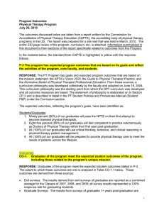 Program Outcomes Physical Therapy Program July 26, 2010