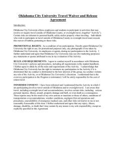 Oklahoma City University Travel Waiver and Release Agreement