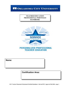 Name: Certification Area:  TEACHER EDUCATION