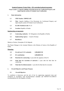 Standard Summary Project Fiche – IPA centralised national programme Capacity building