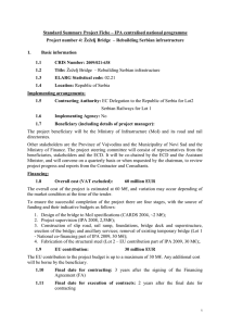 Standard Summary Project Fiche – IPA centralised national programme