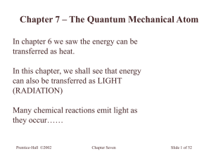 Chapter 7 – The Quantum Mechanical Atom