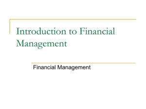 Introduction to Financial Management Financial Management
