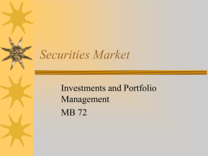 Securities Market Investments and Portfolio Management MB 72