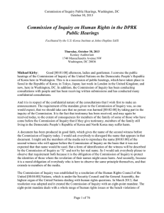 Commission of Inquiry on Human Rights in the DPRK Public Hearings