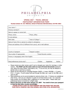 SPRING 2007 – TRAVEL ABROAD PARTICIPANT INFORMATION FORM