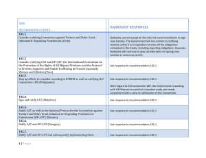 BARBADOS’ RESPONSES UPR RECOMMENDATIONS