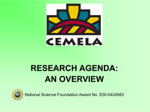 RESEARCH AGENDA: AN OVERVIEW National Science Foundation Award No. ESI-0424983