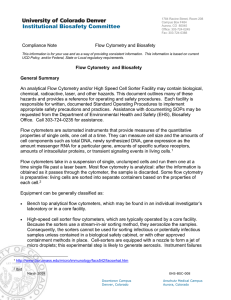 Institutional Biosafety Committee  Compliance Note Flow Cytometry and Biosafety