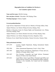 Biographical data on Candidates for Election to the Committee against Torture