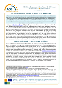 AGE Platform Europe Position on Article 19 of the UNCRPD