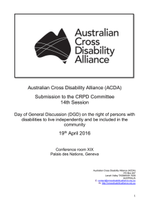 Australian Cross Disability Alliance (ACDA) Submission to the CRPD Committee 14th Session