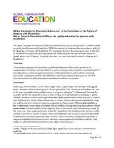 Global Campaign for Education Submission to the Committee on the... Persons with Disabilities: