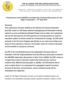 THE ALLIANCE FOR INCLUSIVE EDUCATION