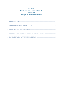 DRAFT Draft General Comment no. 4 Article 24 The right to inclusive education