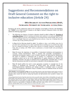 Suggestions and Recommendations on Draft General Comment on the right to