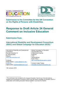 Response to Draft Article 24 General Comment on Inclusive Education