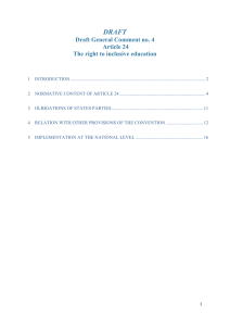 DRAFT Draft General Comment no. 4 Article 24 The right to inclusive education