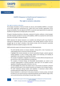 EASPD’s Response to Draft General Comment no. 4 Article 24