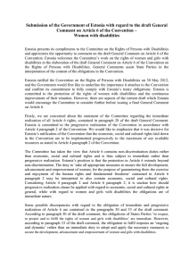 Submission of the Government of Estonia with regard to the... Comment on Article 6 of the Convention –