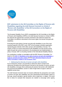 EDF submission to the UN Committee on the Rights of... Disabilities regarding the draft General Comment on Article 6