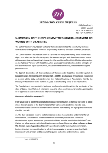 SUBMISSION ON THE CRPD COMMITTEE’S GENERAL COMMENT ON WOMEN WITH DISABILITIES