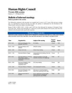 Human Rights Council Bulletin of informal meetings Twenty-fifth session