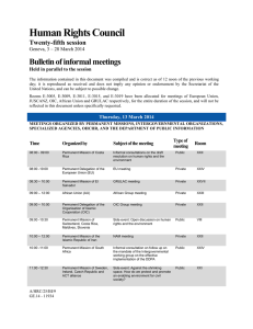 Human Rights Council Bulletin of informal meetings Twenty-fifth session