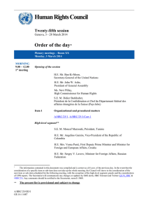 Human Rights Council  Order of the day Twenty-fifth session