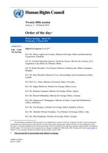 Human Rights Council  Order of the day Twenty-fifth session