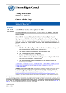 Human Rights Council Order of the day  Twenty-fifth session