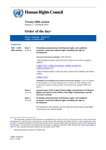 Human Rights Council Order of the day  Twenty-fifth session