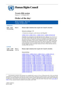 Human Rights Council Order of the day  Twenty-fifth session