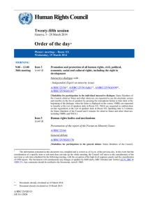 Human Rights Council Order of the day  Twenty-fifth session