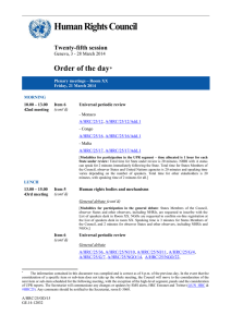 Human Rights Council Order of the day  Twenty-fifth session