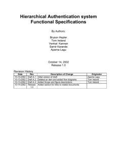 Hierarchical Authentication system Functional Specifications