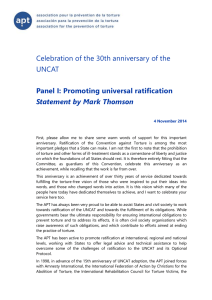 Celebration of the 30th anniversary of the UNCAT Statement by Mark Thomson