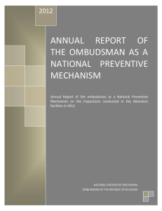 ANNUAL  REPORT  OF NATIONAL  PREVENTIVE MECHANISM