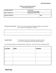Nonexempt Employees Position Description Questionnaire (Nonexempt Employees)