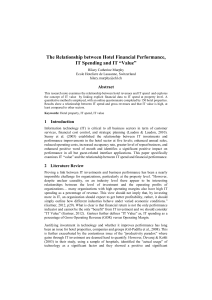 The Relationship between Hotel Financial Performance, IT Spending and IT “Value” Abstract