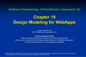 Chapter 19 Design Modeling for WebApps Software Engineering: A Practitioner’s Approach, 6/e