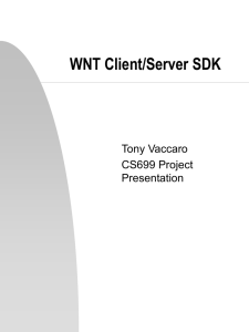 WNT Client/Server SDK Tony Vaccaro CS699 Project Presentation