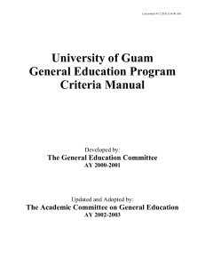 University of Guam General Education Program Criteria Manual