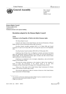A General Assembly  Resolution adopted by the Human Rights Council